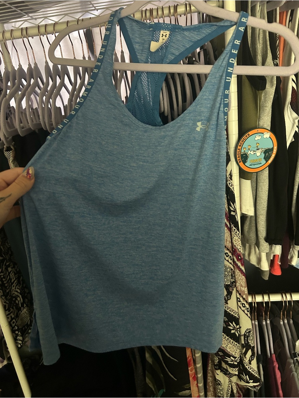 Under Armour Heathered Blue Racerback Performance Tank